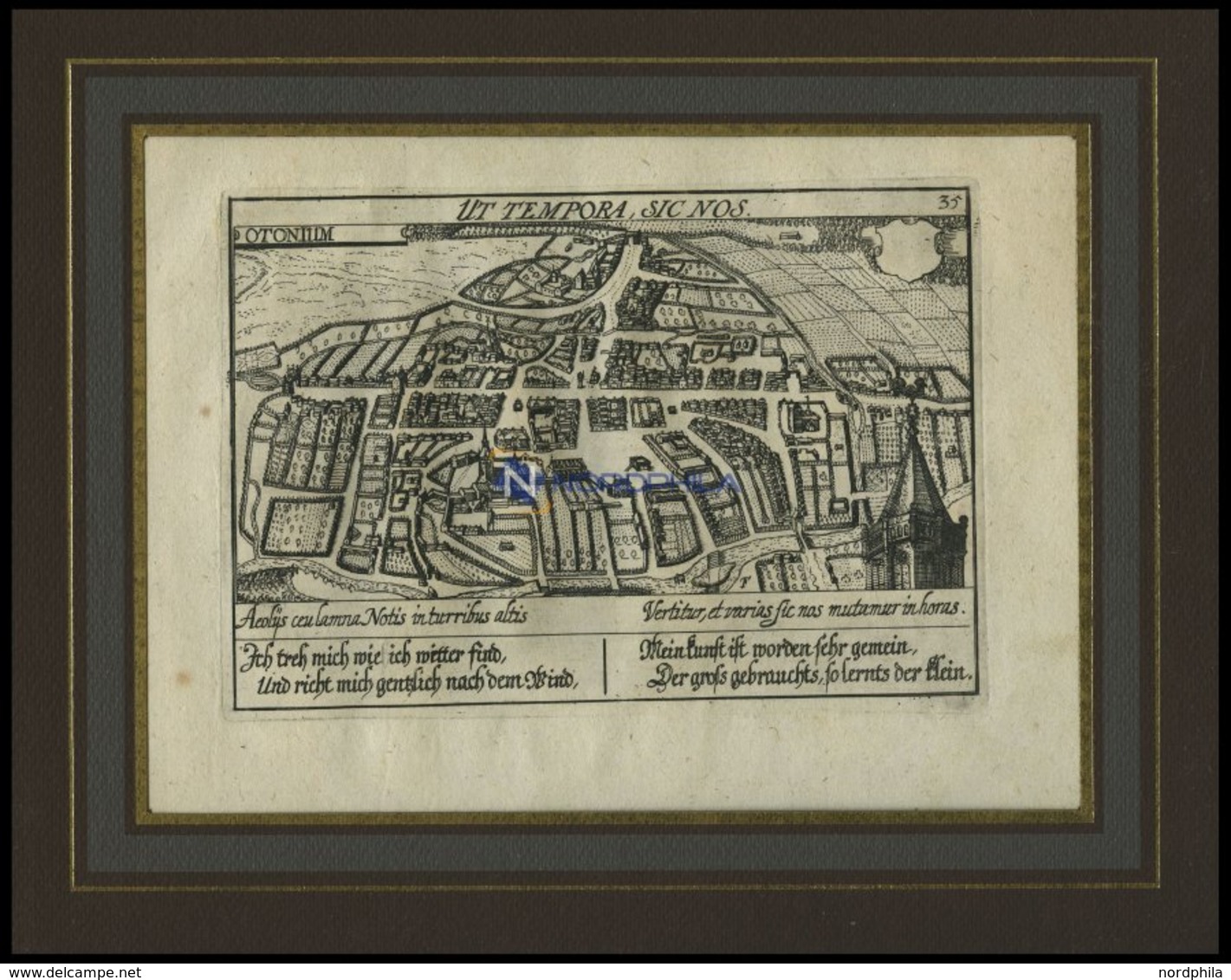 ODENSE/FÜNEN, Gesamtansicht, Kupferstich Aus Meisner`s Schatzkästlein Um 1630 - Lithographies