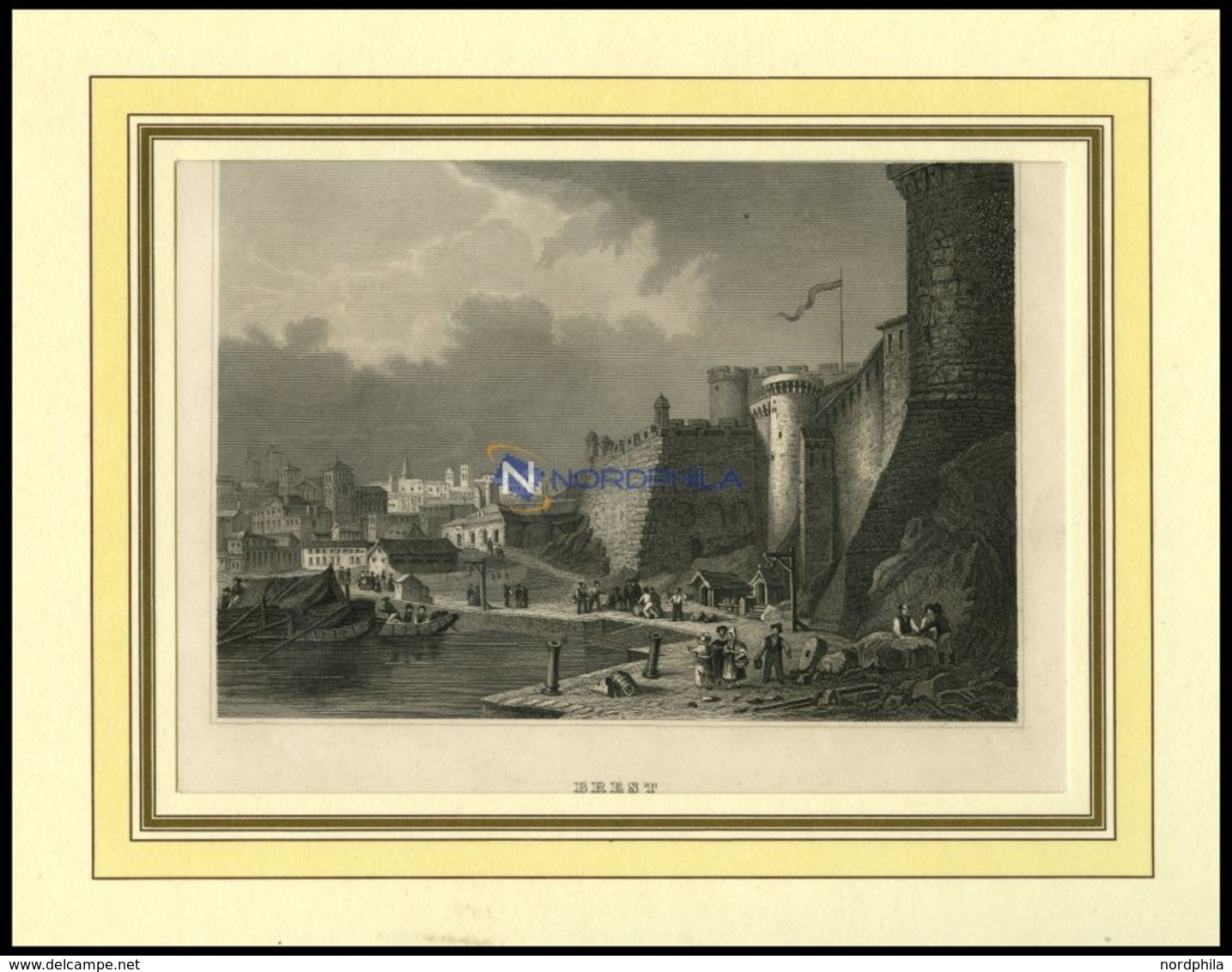 BREST, Teilansicht, Stahlstich Von B.I. Um 1840 - Lithographies