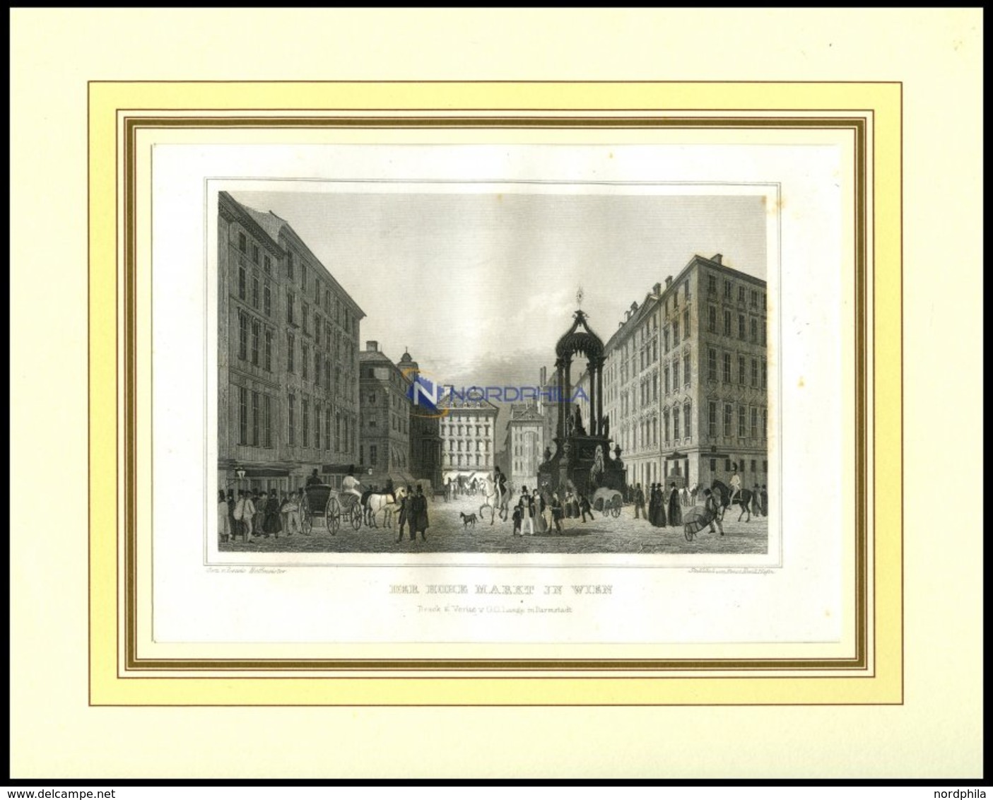 WIEN: Der Hohe Markt Mit Hübscher Personenstaffage, Stahlstich Von Hoffmeister/Höfer, 1840 - Lithographies