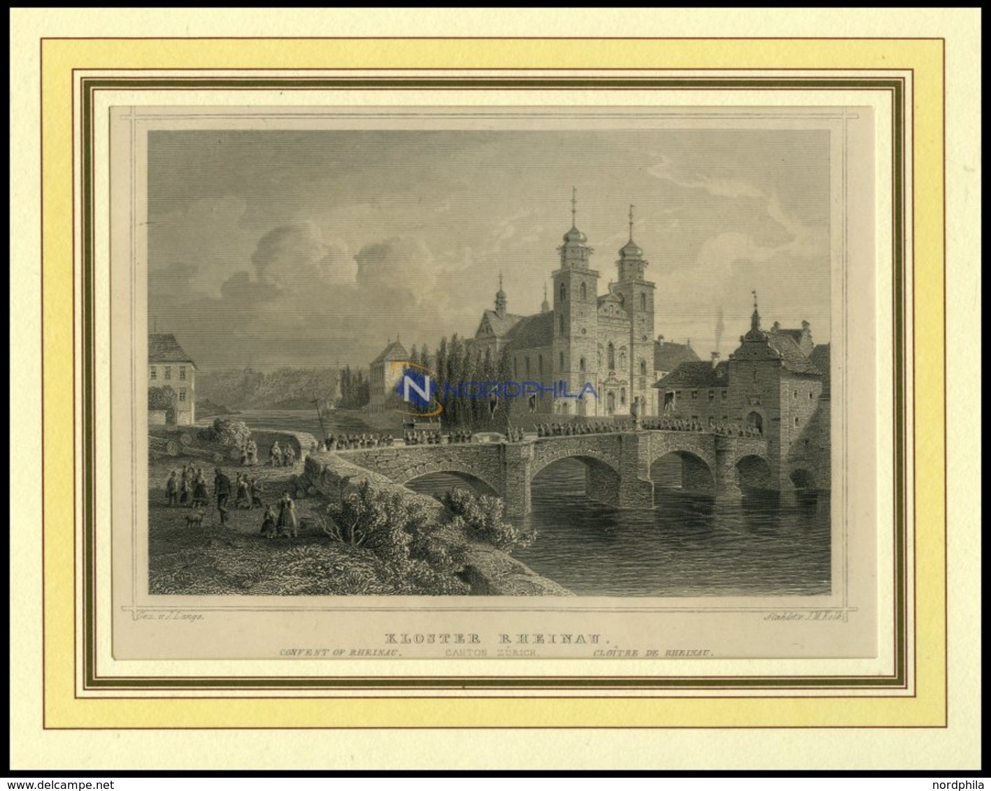 KLOSTER RHEINAU/KANTON ZÜRICH, Stahlstich Von Lange/Kolb Um 1840 - Lithografieën