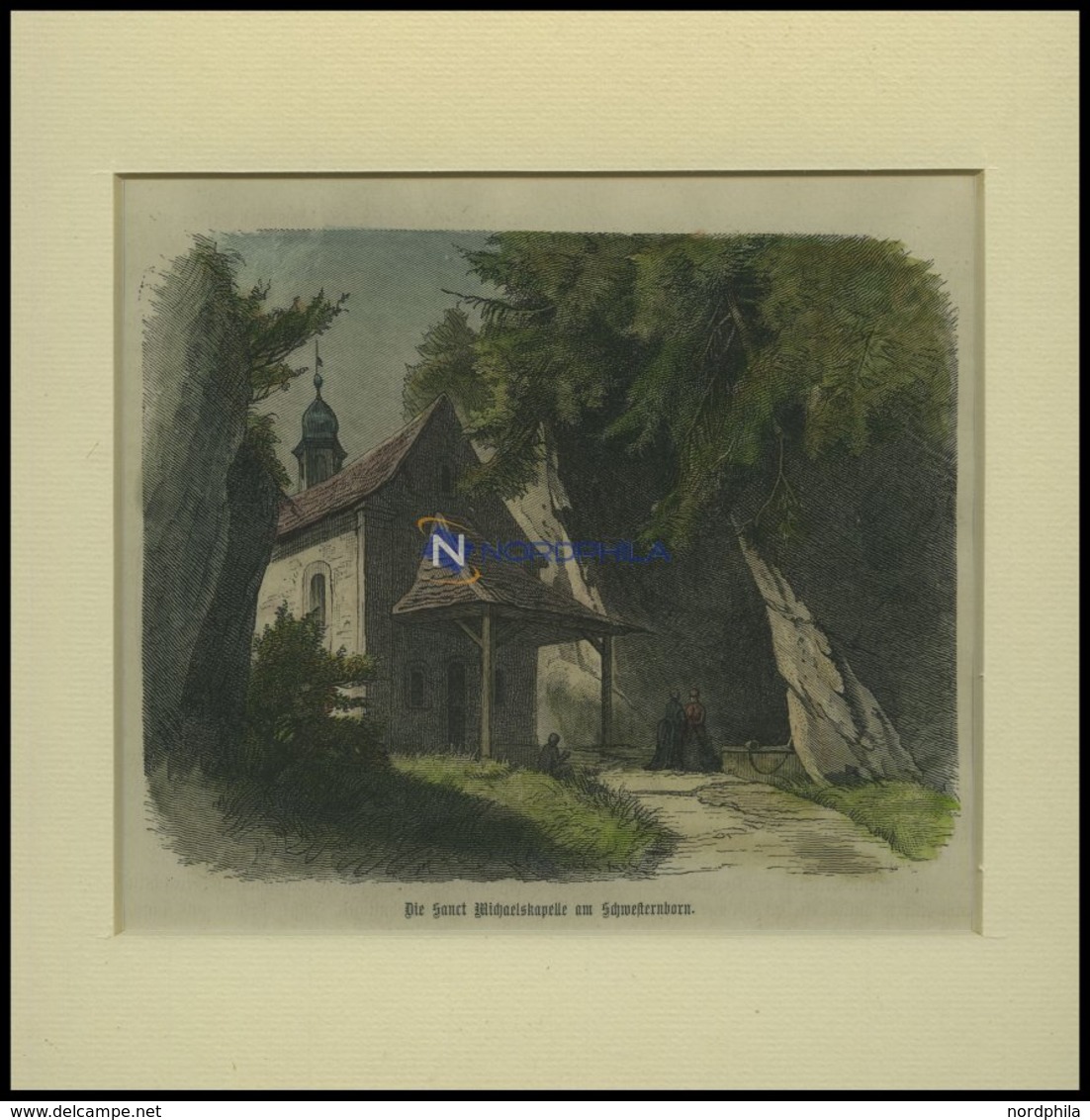 ST. MICHAELSKAPPELE Am Schwesternborn, Kolorierter Holzstich Um 1880 - Lithografieën