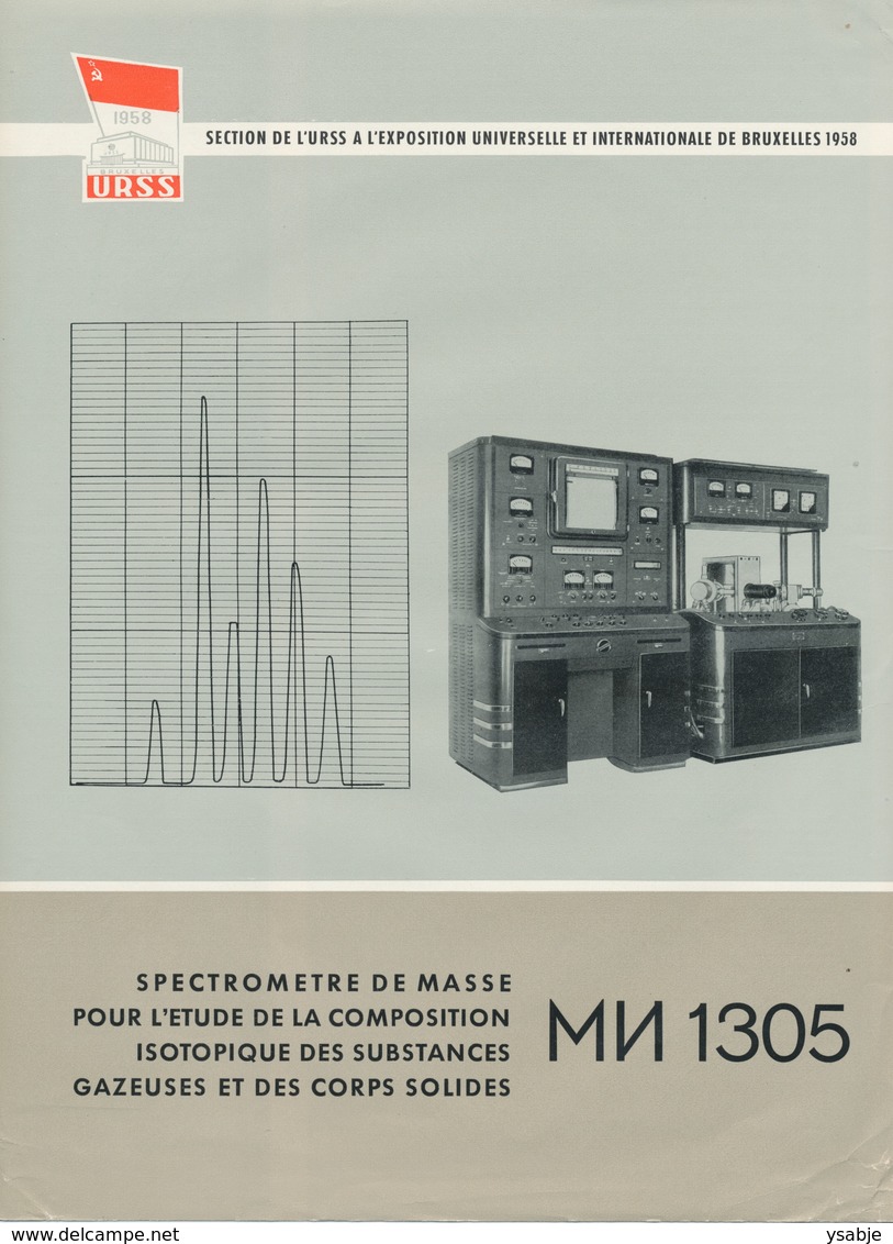 Expo '58 Folder Rusland: Spectometre De Masse Pour L'etude De La Composition Isotopique Des Substances Gazeuses Et ... - Autres Appareils