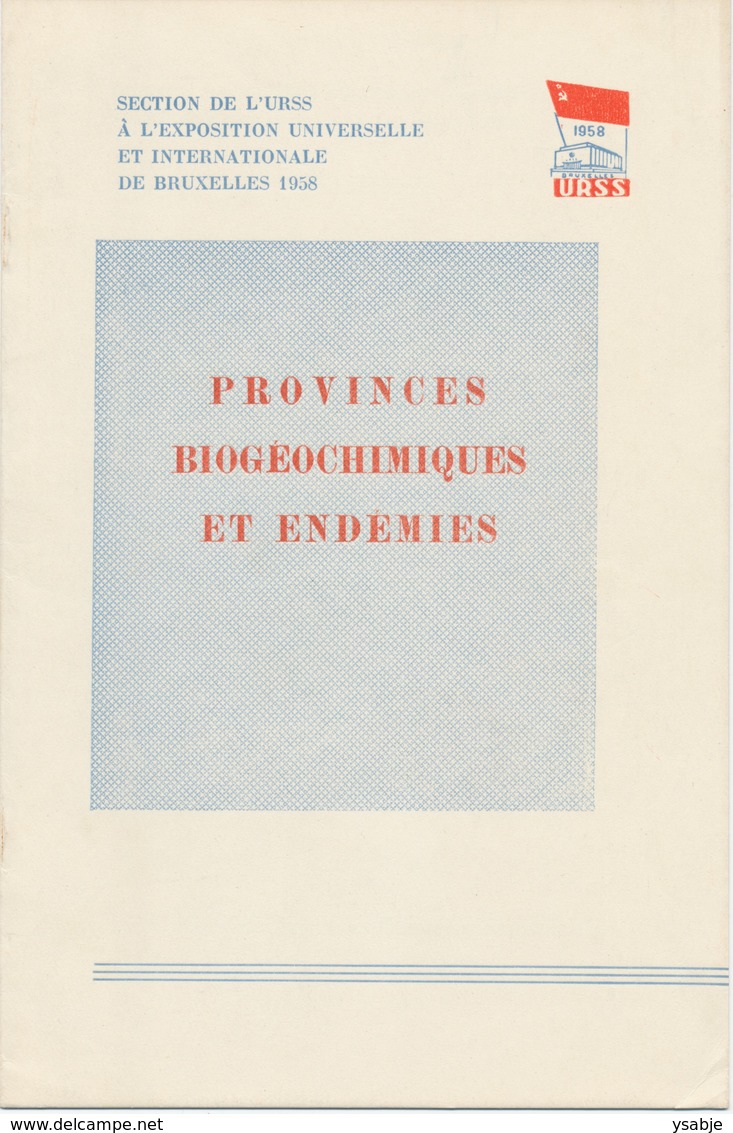 Expo '58 Folder Rusland: Provinces Biogeochimiques Et Endemies - Autres Appareils