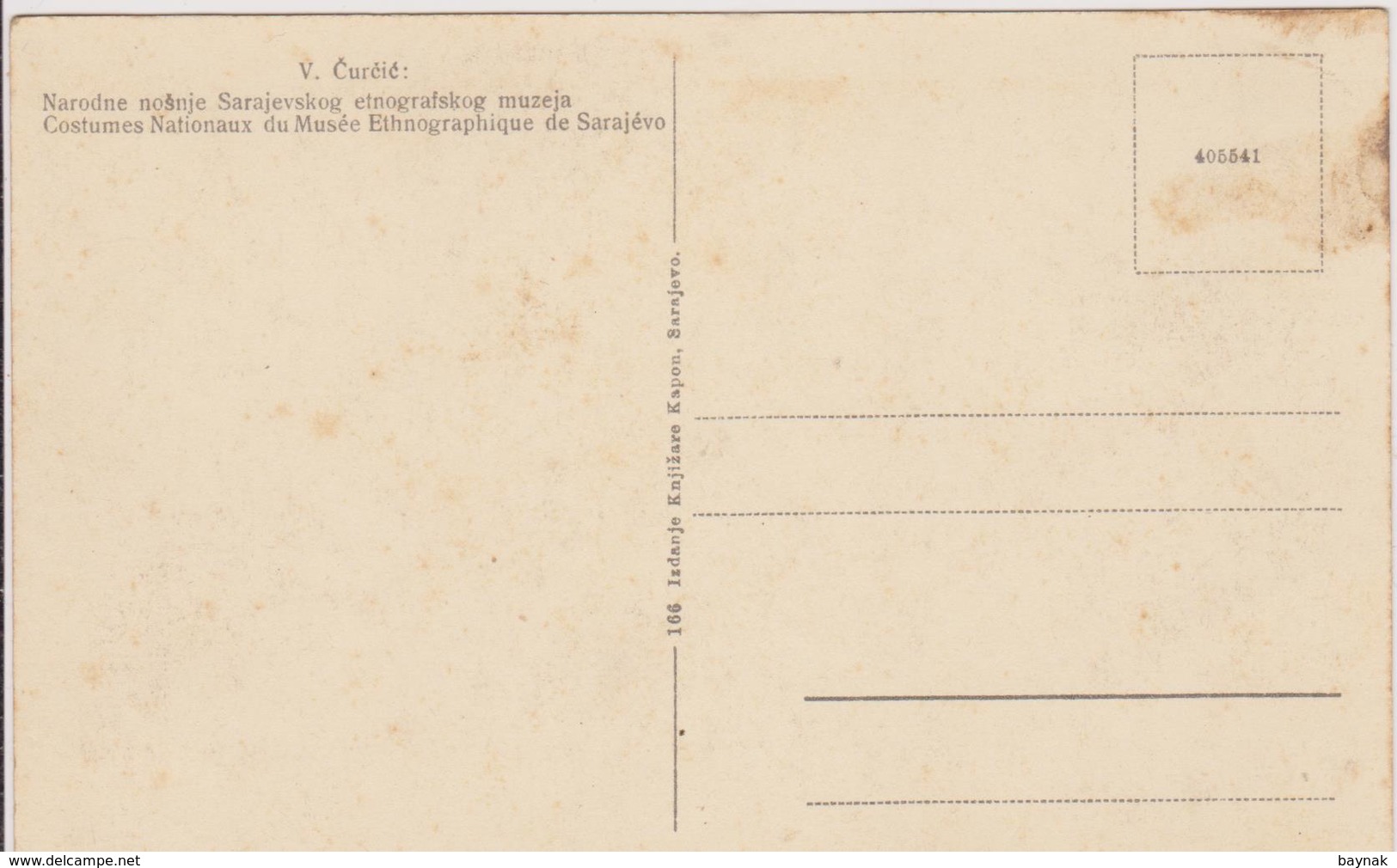 BiH1655  ~  V. CURCIC  ~  COSTUME, TRACHTEN,  FOLKLORE  ~  MOSTAR, ORASJE, TRAVNIK, SARAJEVO ~  VERLAG  KAPON, SARAJEVO - Bosnien-Herzegowina