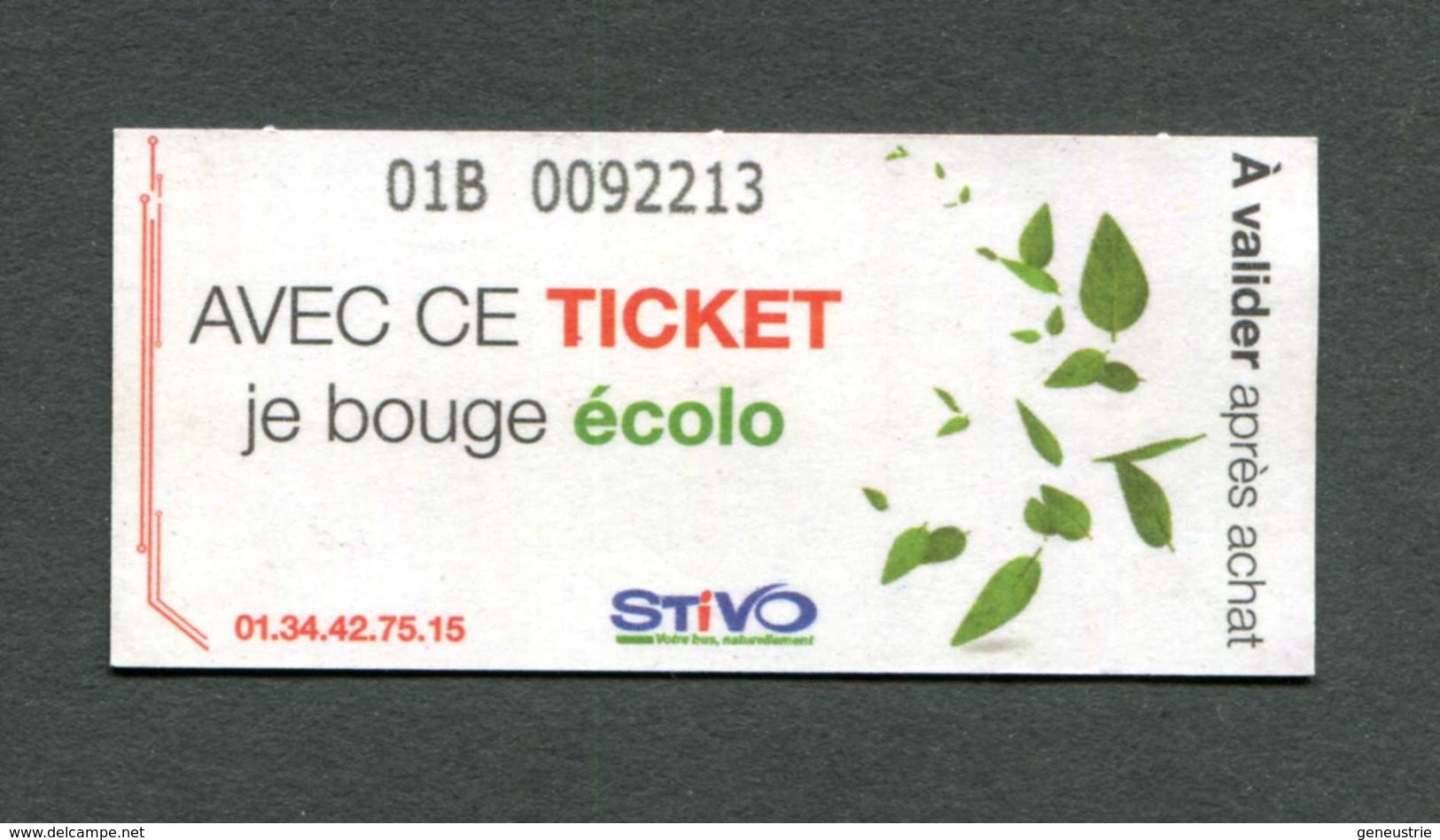 Ticket "Transport Stivo (Cergy-Pontoise)" Train / Métro / Bus / Tramway - RATP / SNCF - Billet Ile-de-France - Europe