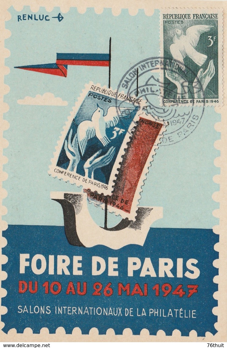 10-26/05/1947 - FOIRE DE PARIS - Salons Internationaux De La Philatélie - RENLUC - Yvert Et Tellier N° 761 - Esposizioni Filateliche