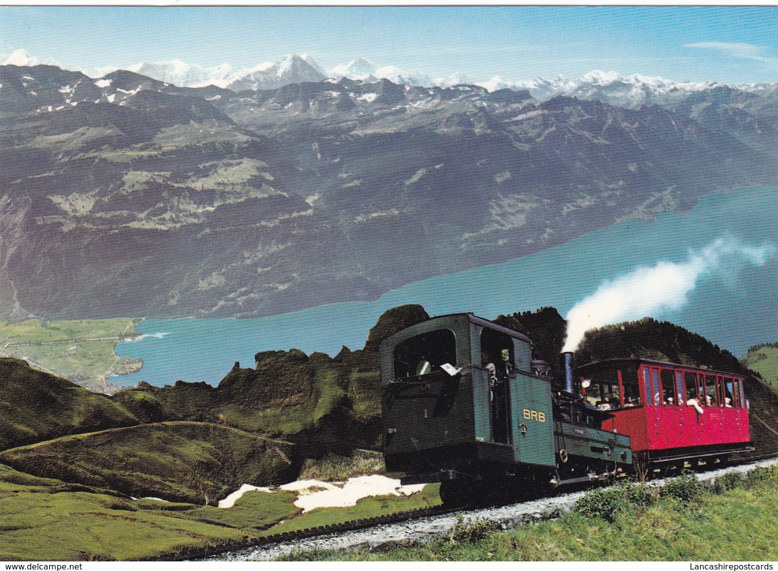 Postcard Steam Train Brienz Rothorn Bahn Switzerland Hotel Rothorn Kulm Backstamp My Ref  B23265 - Trains