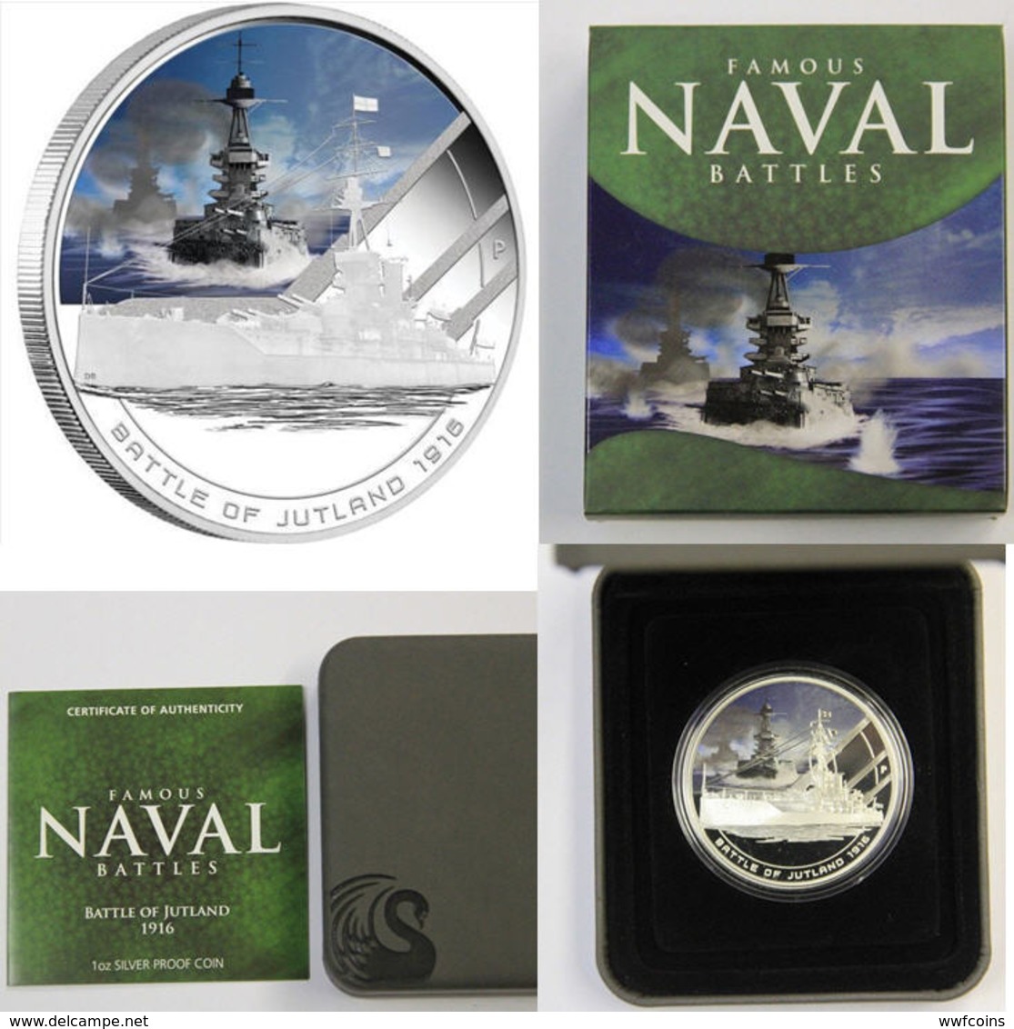 COOK ISLANDS 1 $ 2011 SILVER 999 Oz FAMOUS NAVAL BRITAIN'S BATTLESHIP JUTLAND 1916 WEIGHT 31,135g TITOLO 0,999 CONSERVAZ - Islas Cook