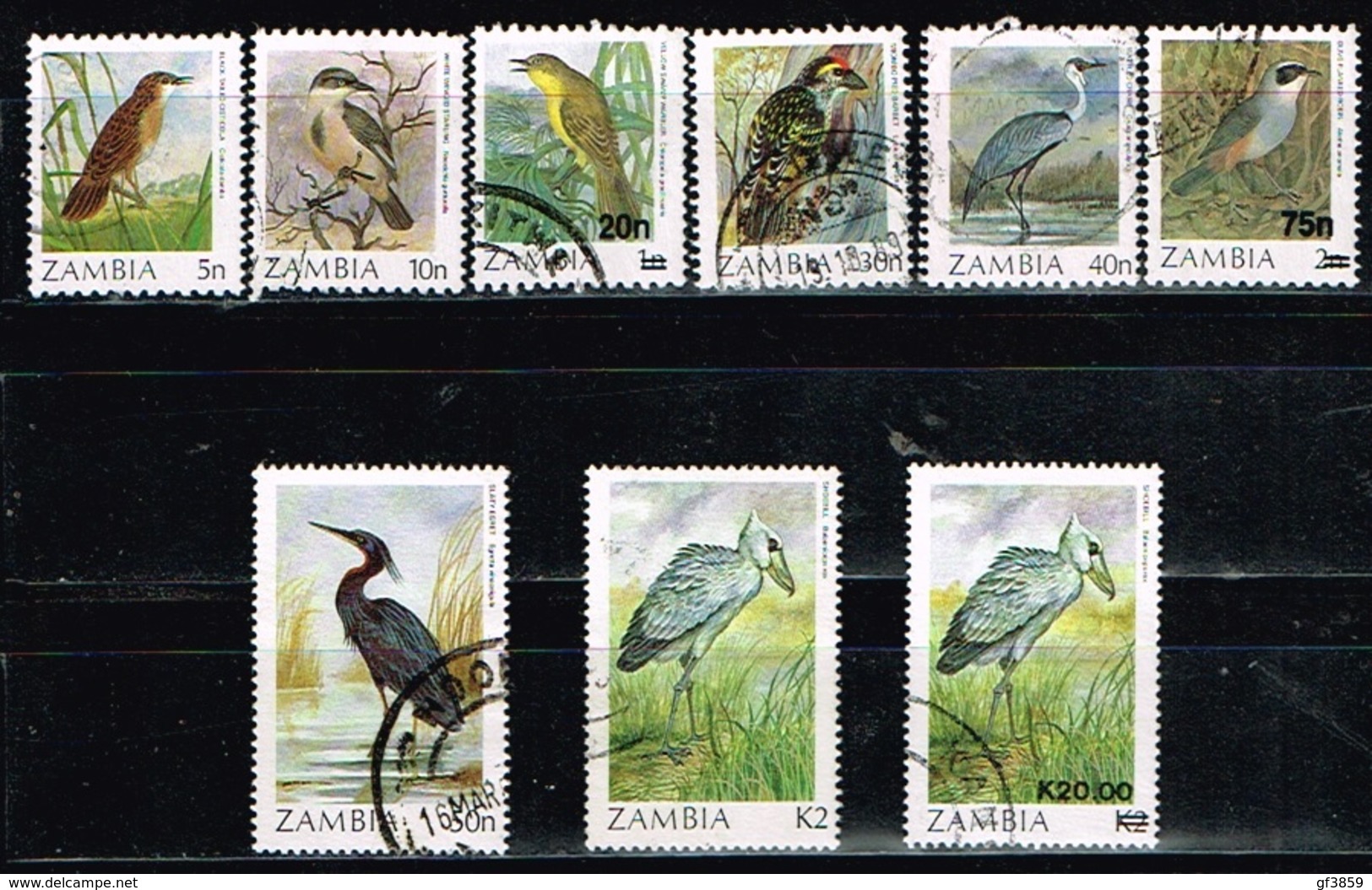 ZAMBIE /Oblitérés/Used/ 1987 - Série Courante/ Oiseaux - Zambie (1965-...)