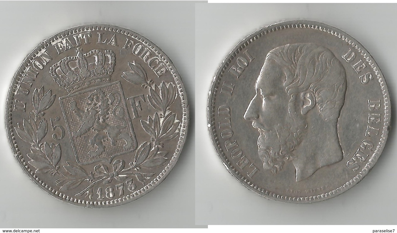 BELGIQUE 5 FRANCS 1873 ARGENT - 5 Francs