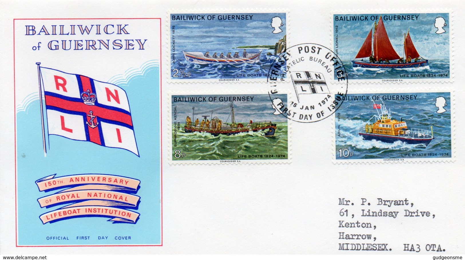 1974 R N L I Set FDC - Guernsey