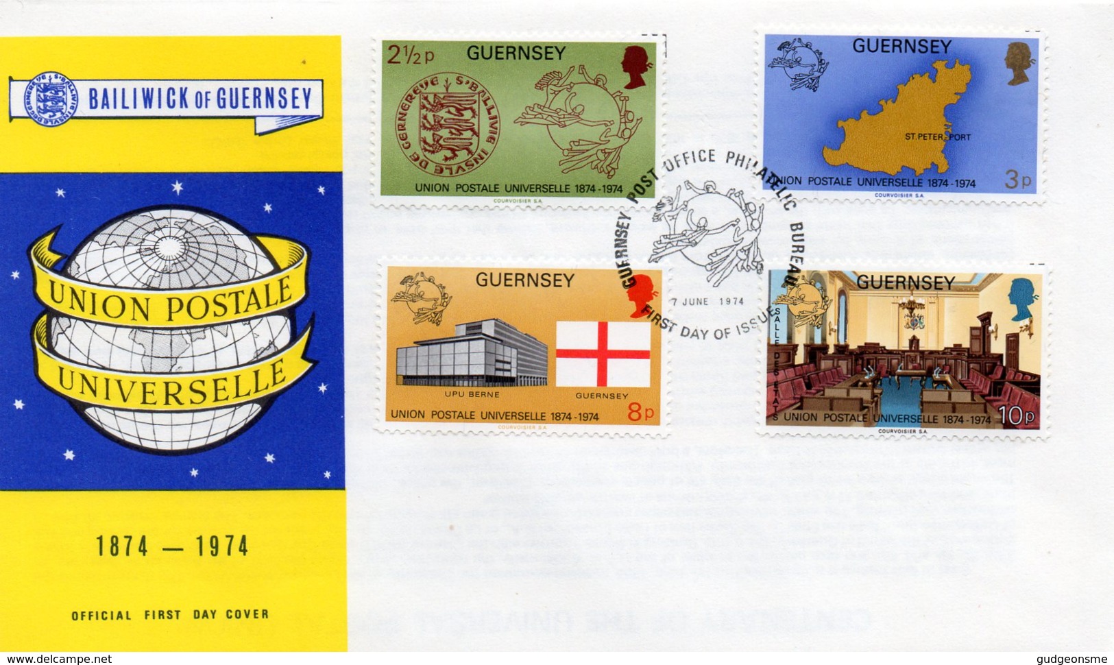 1974 Universal Postal Union Set FDC - Guernsey