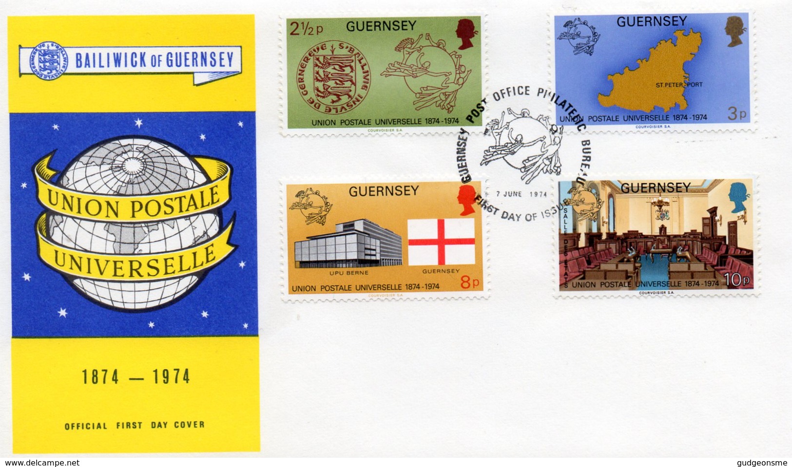 1974 Universal Postal Union Set FDC - Guernesey