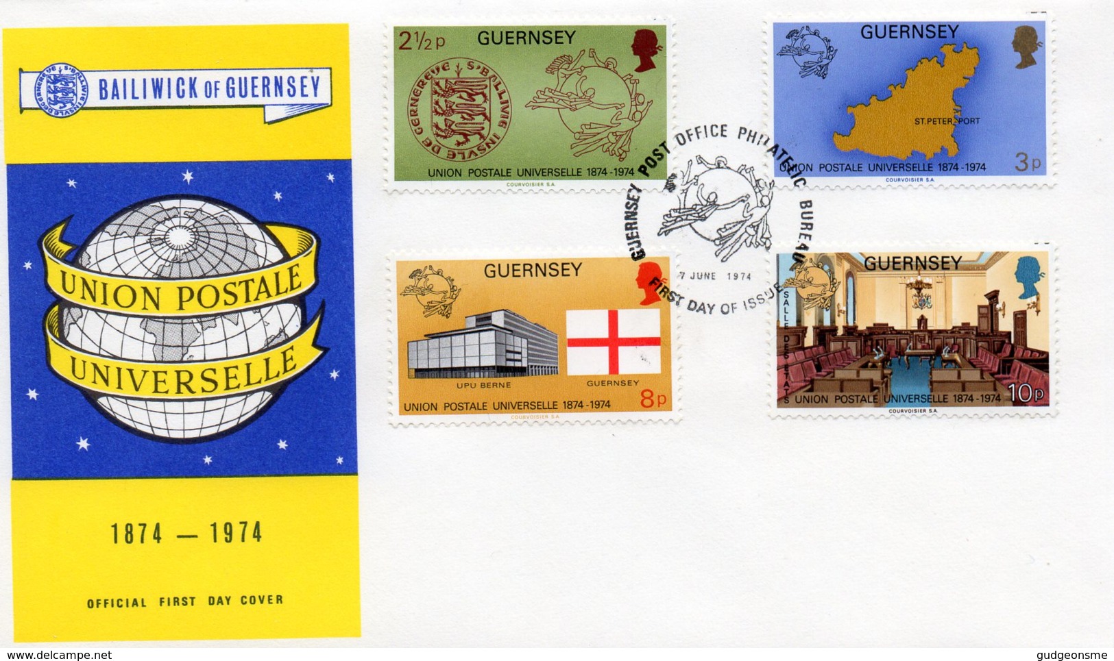 1974 Universal Postal Union Set FDC - Guernsey