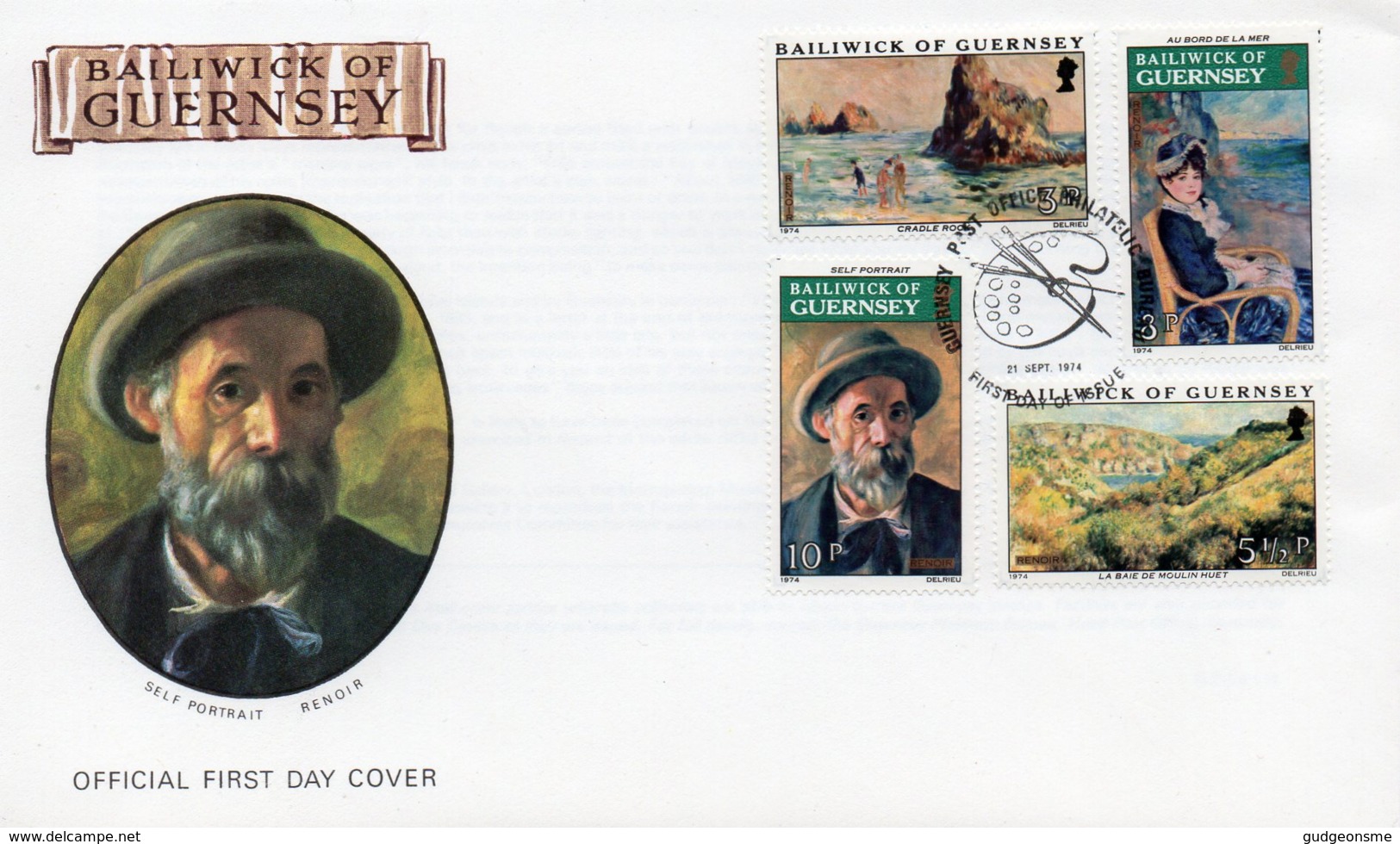 1974 Renoir Paintings Set FDC - Guernsey