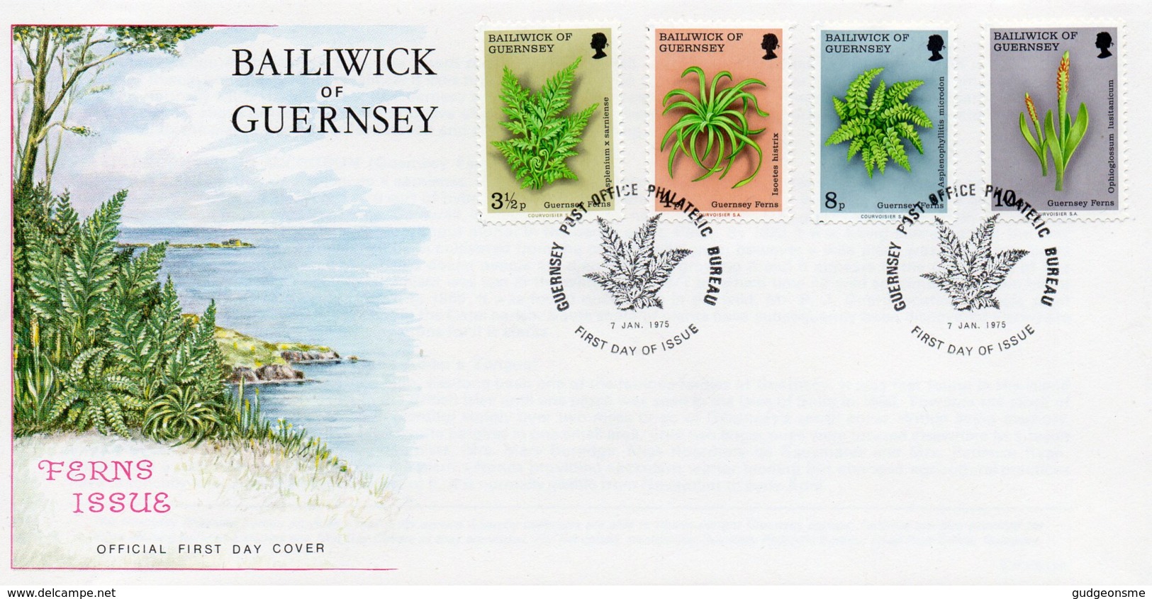 1975 Guernsey Ferns Set FDC - Guernsey