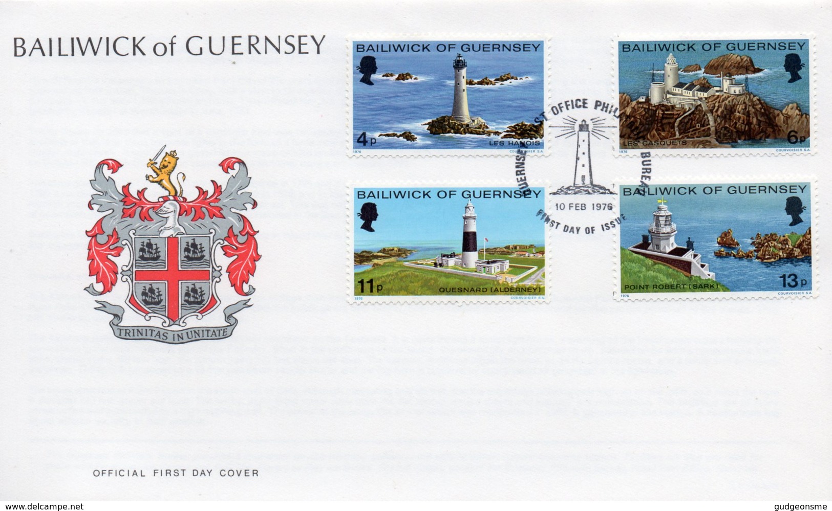 1976 Lighthouses Set FDC - Guernsey