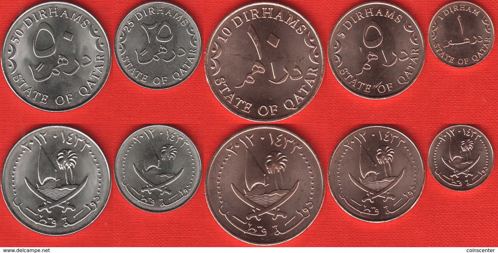 Qatar Set Of 5 Coins: 1 - 50 Dirhams 2012 UNC - Qatar