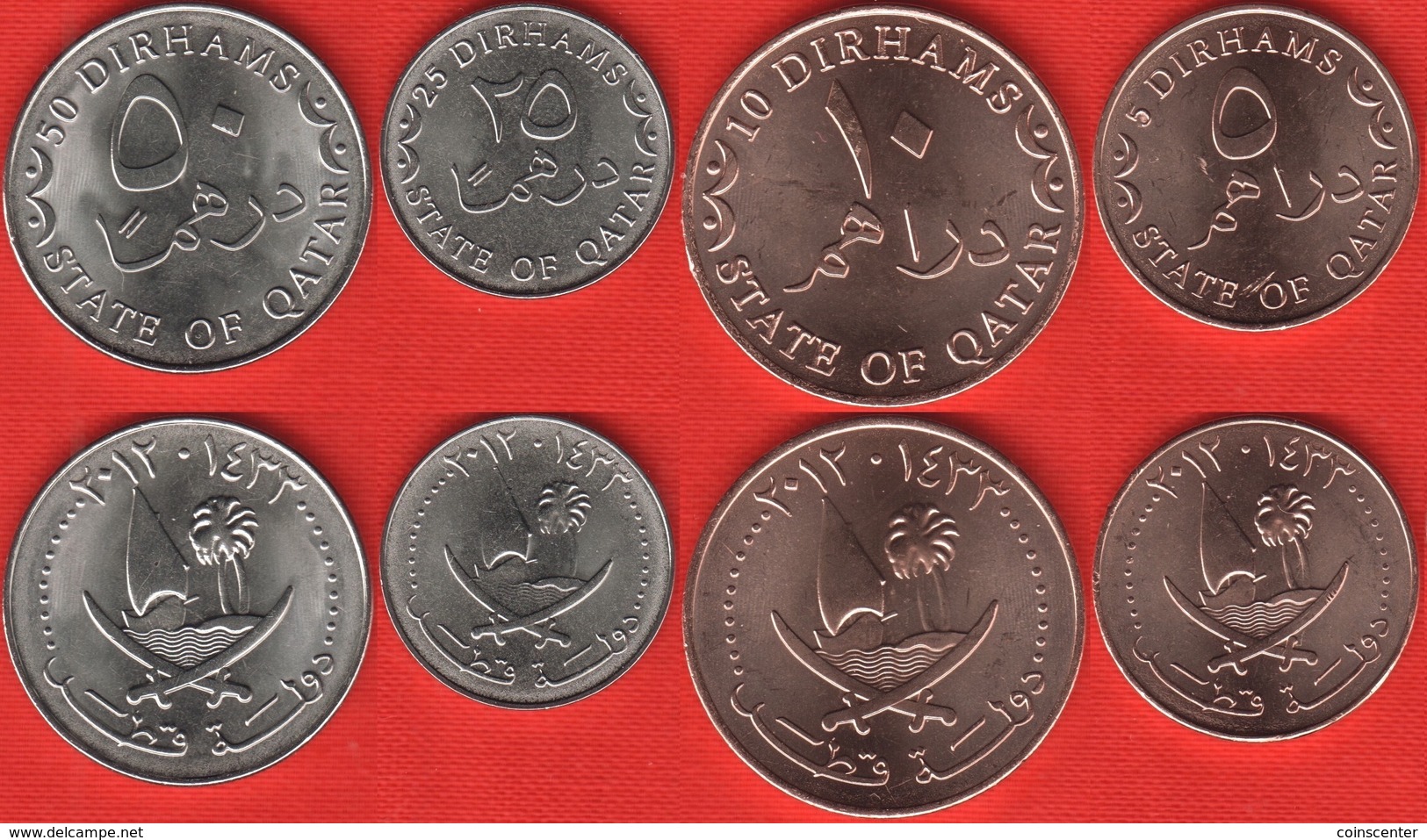 Qatar Set Of 4 Coins: 5 - 50 Dirhams 2012 UNC - Qatar