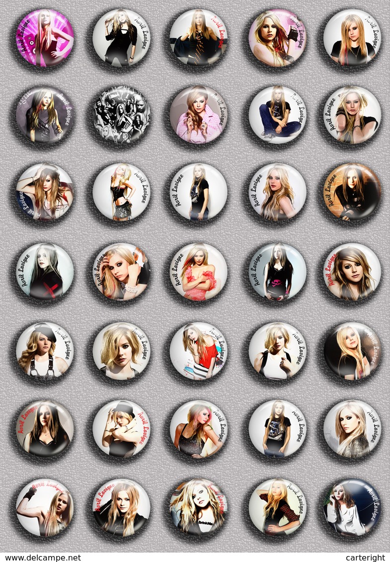 Avril Lavigne Music Fan ART BADGE BUTTON PIN SET 2  (1inch/25mm Diameter) 35 DIFF - Musique