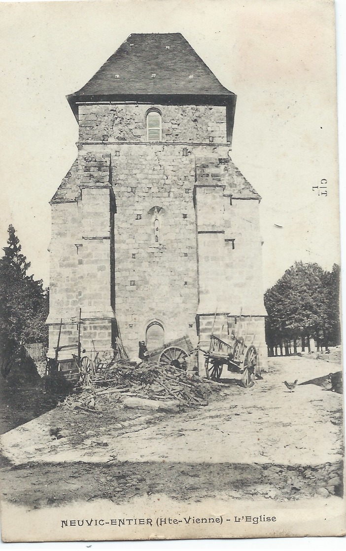 87- Neuvic-Entier 1909 - Cimetière De Charettes Devant L'église Et La Poule Qui Regarde - Other & Unclassified