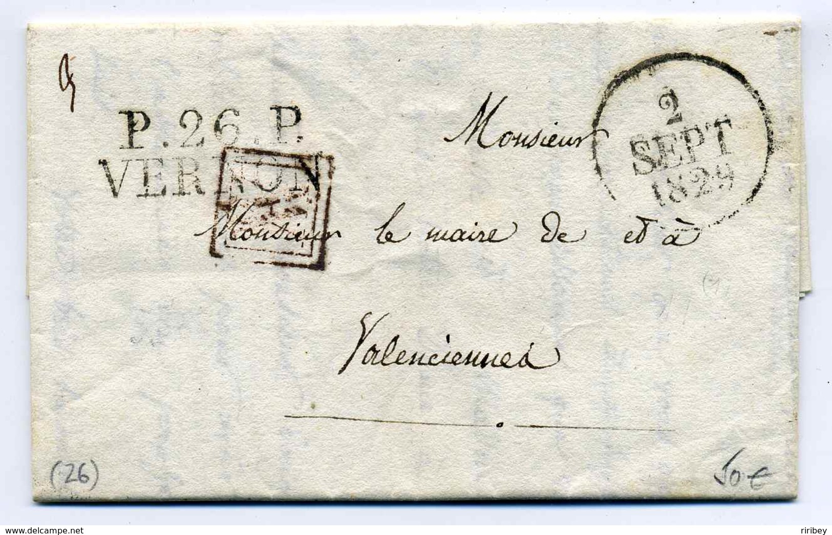 P 26 P  VERNON  (30x11)+ Cad XX / Dept De L'Eure / 1829 / Ind 15 - 1801-1848: Precursori XIX