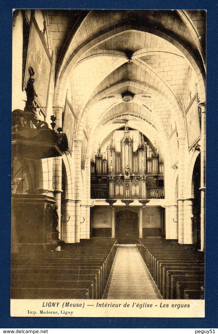 55. Ligny En Barrois. Intérieur De L'église, Les Orgues. Postes Militaires Belgique N°. 4.  Août 1917. - Guerre 1914-18