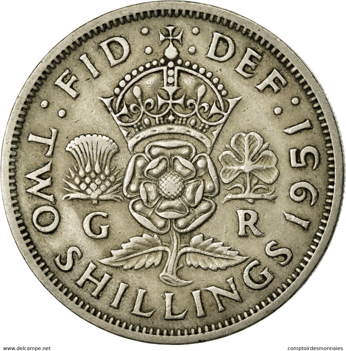 Monnaie, Grande-Bretagne, George VI, Florin, Two Shillings, 1951, TTB - J. 1 Florin / 2 Schillings