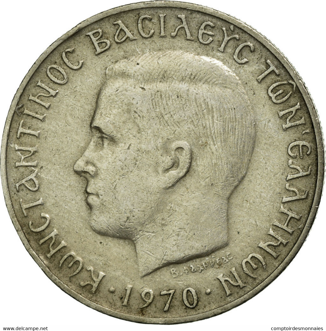 Monnaie, Grèce, Constantine II, 2 Drachmai, 1970, TTB, Copper-nickel, KM:90 - Grèce