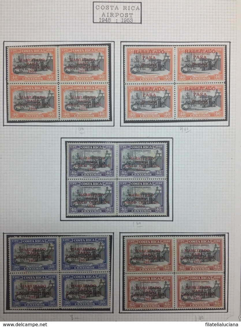 Costa Rica Surcharges On Columbus In Cariari Stamps 1953 Scott C220 To C223 - Costa Rica