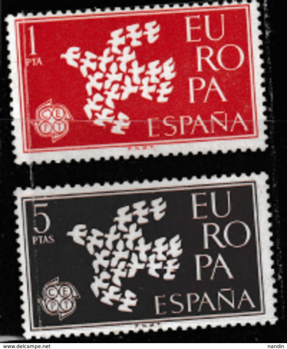 1961 MINT STAMPS SET  ON EUROPA FROM SPAIN /COMMON DESIGN - DOVE ,WITH 19 DOVES SYMBOLIZING 19 MEMBER NATIONS - 1961