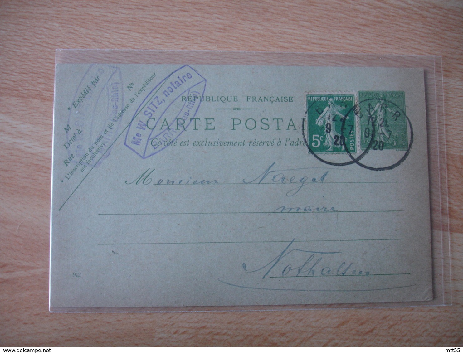 Liberation Alsace Barr Cachet Provisire Francais Sur Entier Postal - Guerre De 1914-18
