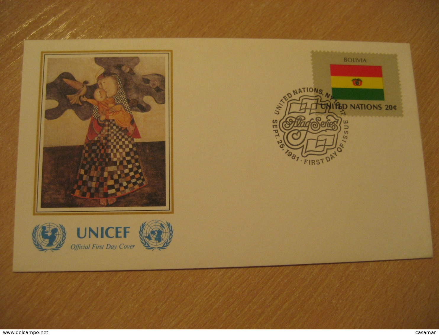 New York USA 1981 UNICEF Flag FDC Cancel Cover BOLIVIA - Bolivië