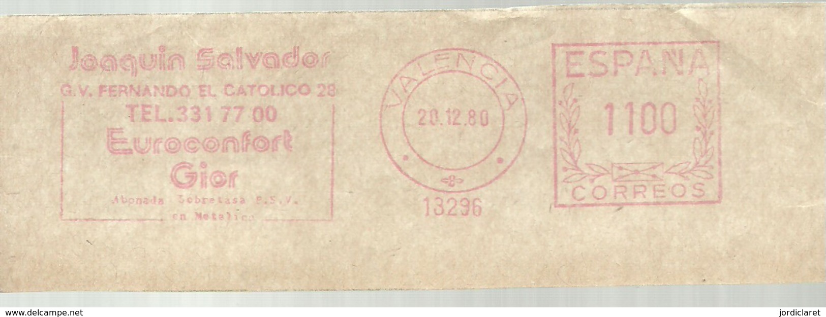 FRANQUEO MECANICO   1980  VALENCIA   FRONTAL 6 X 15 - Máquinas Franqueo (EMA)