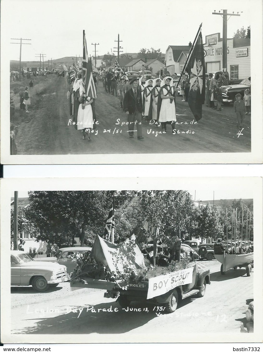 Rosedale 2x Photo Card Sports Day Parade 1951,Legion Day Parade Vogue Studio - Andere & Zonder Classificatie