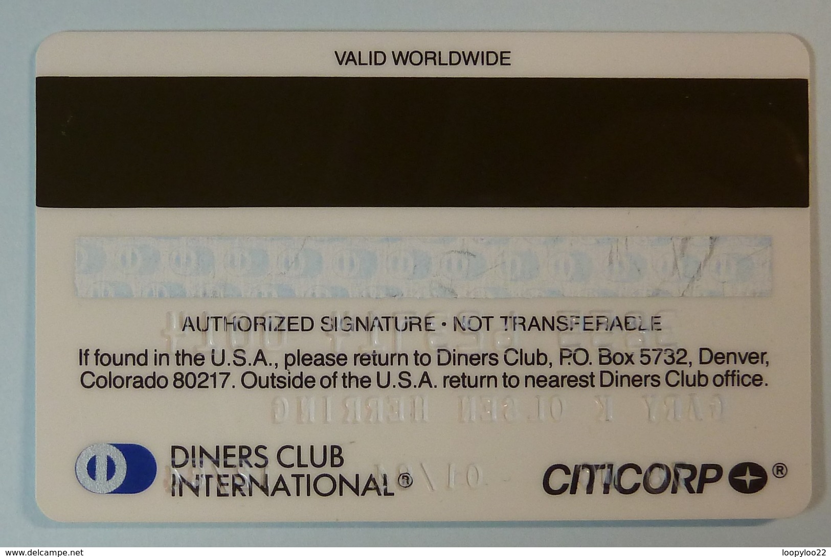 USA - Credit Card - DINERS CLUB INTERNATIONAL - CITICORP - 01.84 / 12.84 - Cartes De Crédit (expiration Min. 10 Ans)