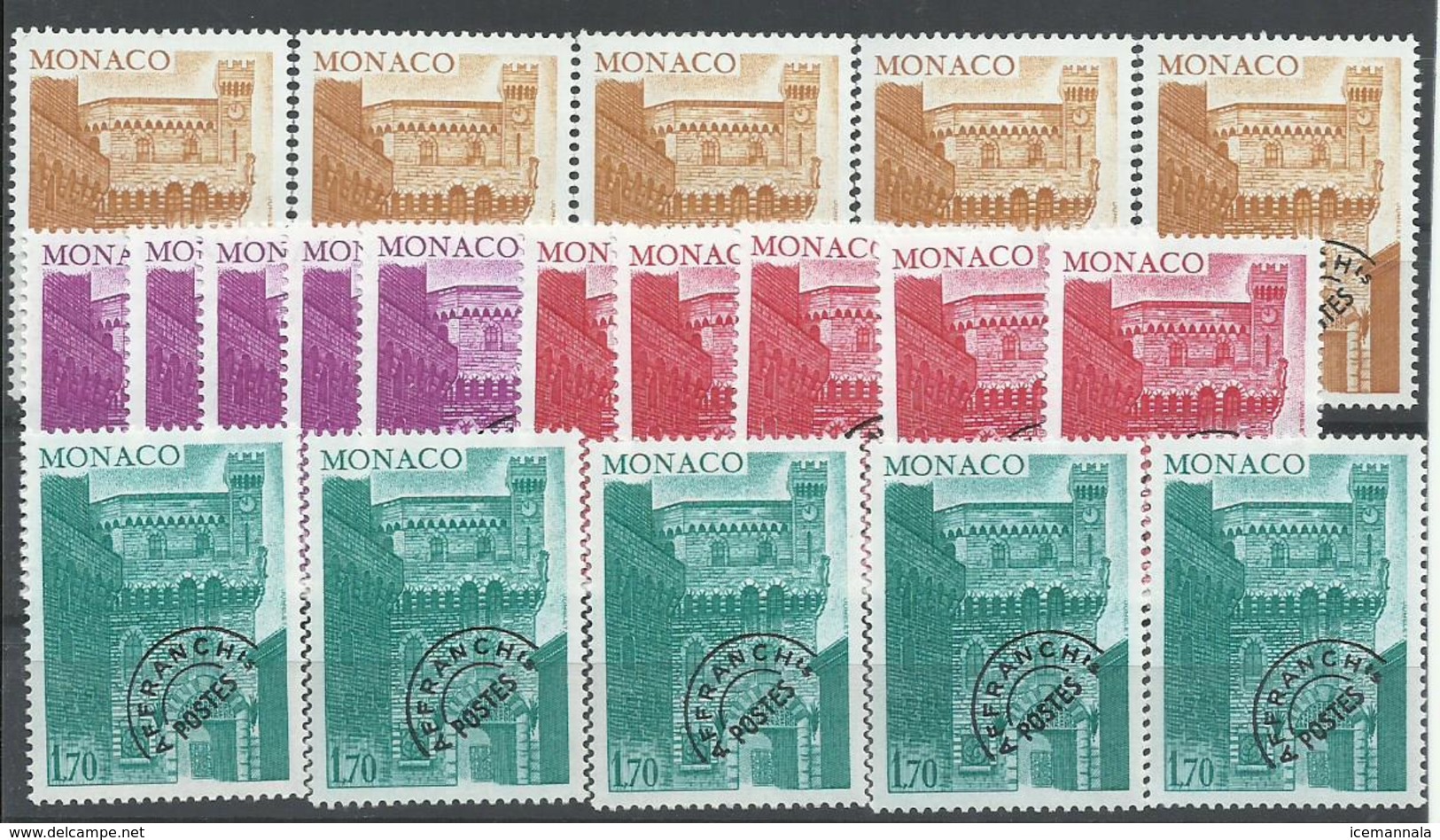 MONACO, PREOBLITERES YVERT  42/45   ( 5 SERIES)  MNH  ** - Prematasellado