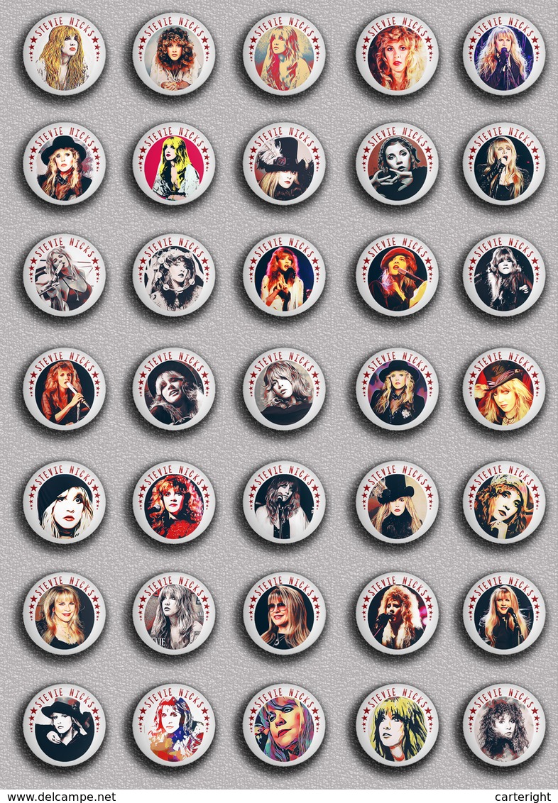 35 X ROCK STEVIE NICKS Music Fan ART BADGE BUTTON PIN SET 6 (1inch/25mm Diameter) - Music