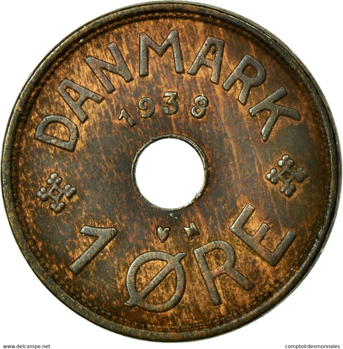 Monnaie, Danemark, Christian X, Ore, 1938, Copenhagen, TTB, Bronze, KM:826.2 - Danemark