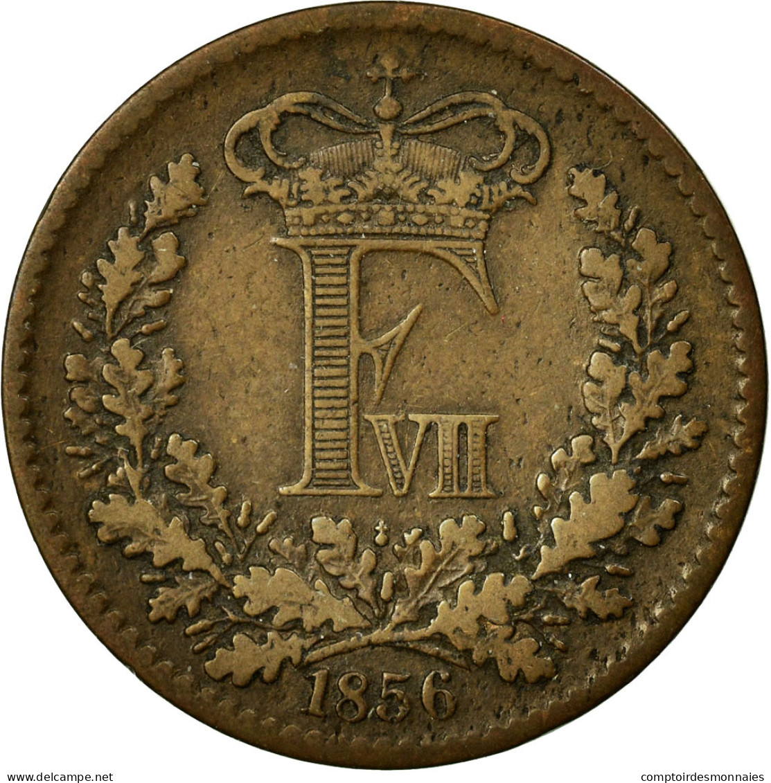 Monnaie, Danemark, Frederik VII, Skilling Rigsmont, 1856, Copenhagen, TTB - Danemark