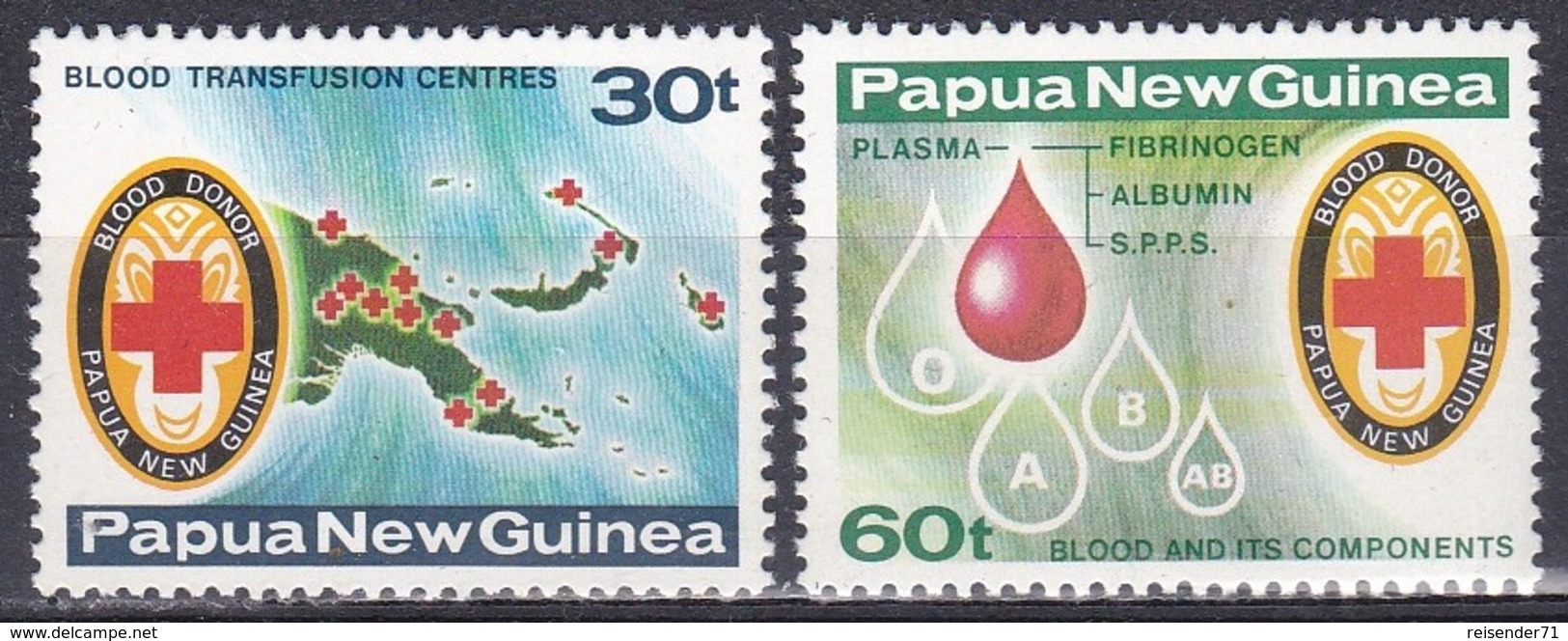 Papua-Neuguinea New Guinea 1980 Medizin Medicine Rotes Kreuz Red Cross Blutspenden Blutbank Blood, Aus Mi. 394-7 ** - Papua-Neuguinea
