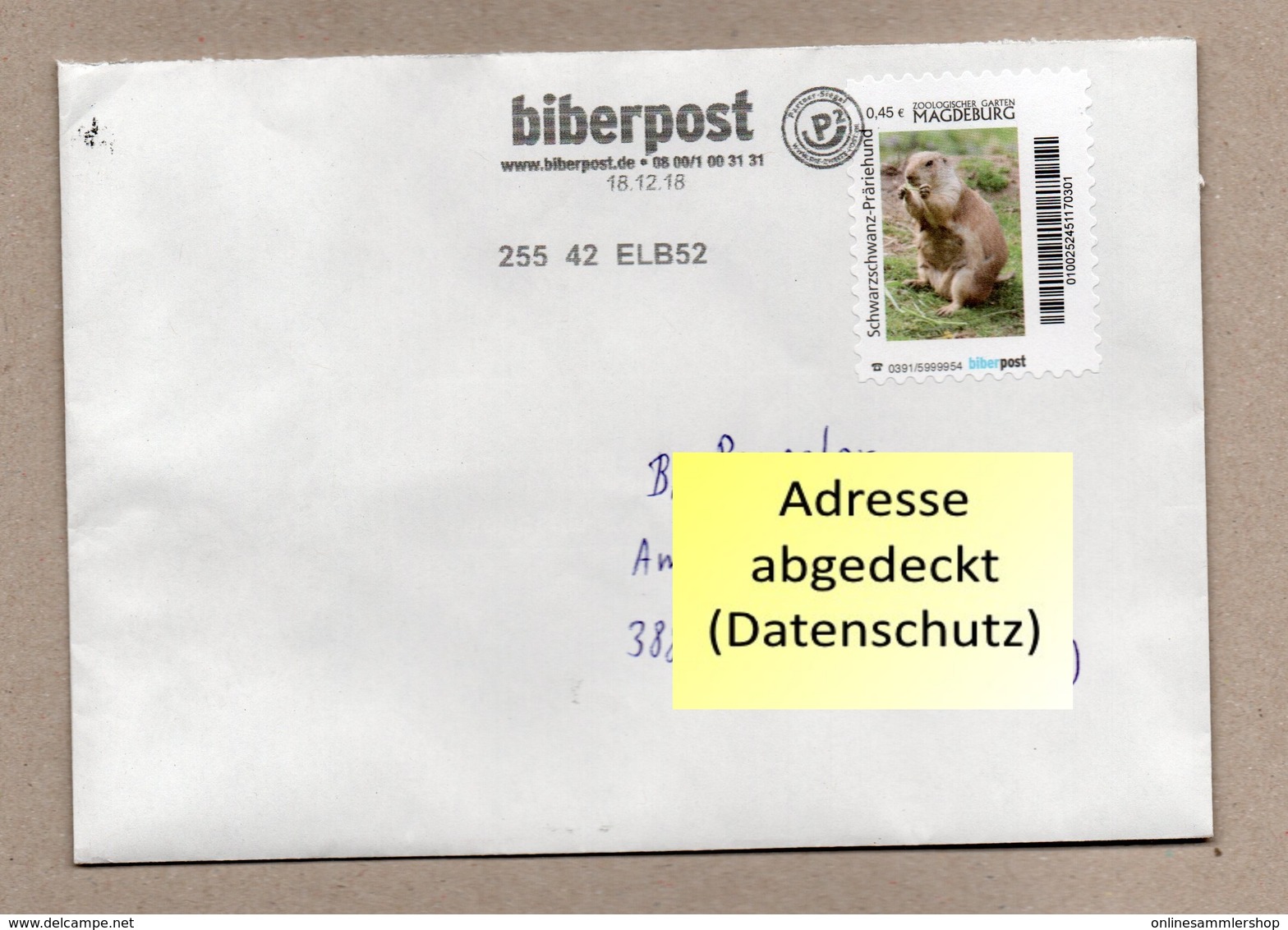 BRD -biberpost - BU - Marke: Zoo Magdeburg - Schwarzschwanz-Präriehund (Cynomys Ludovicianus) - Nager