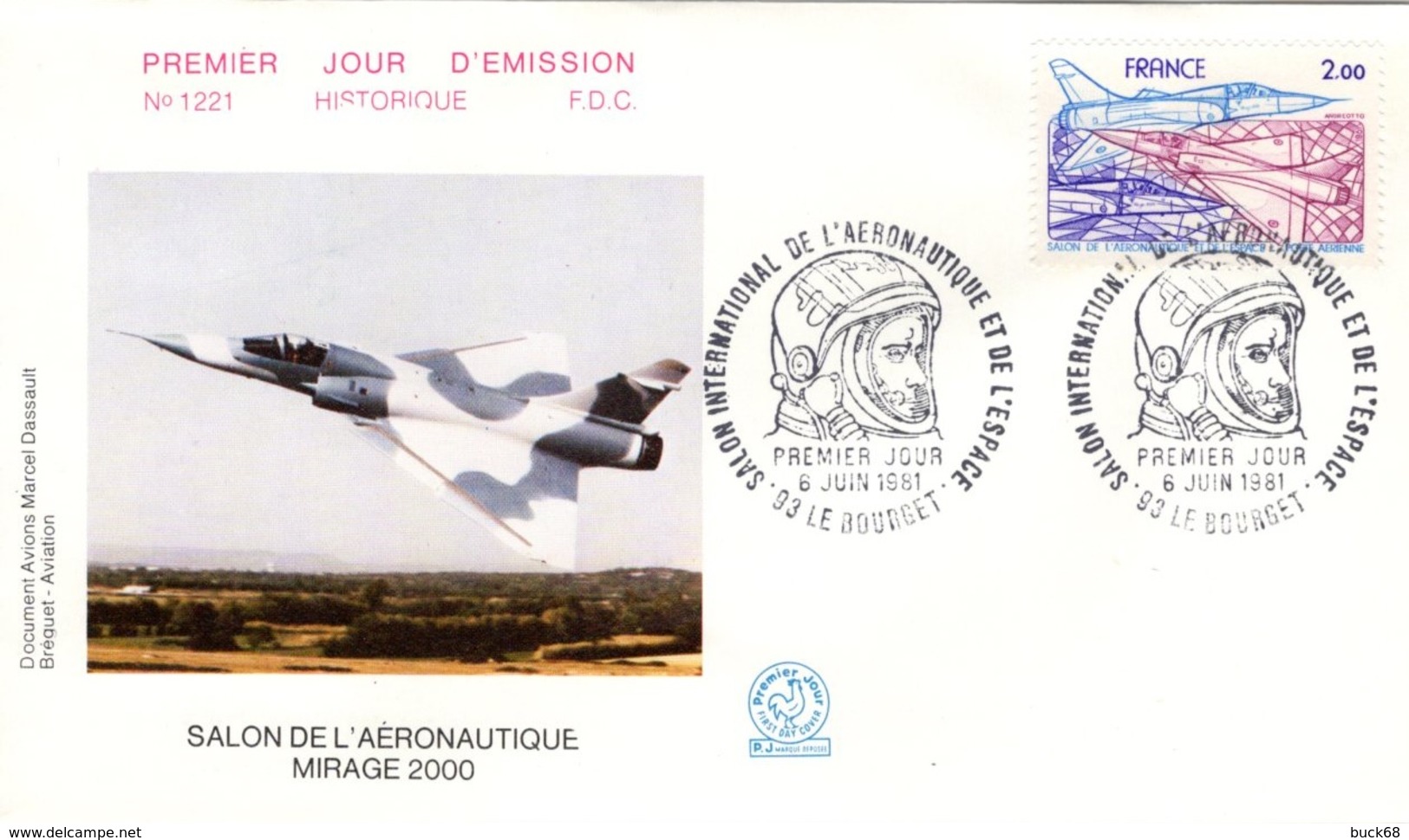 FRANCE Poste Aérienne 54 FDC Salon Aéronautique Le Bourget 1981 Spationaute GAMD Mirage 2000 - 1980-1989