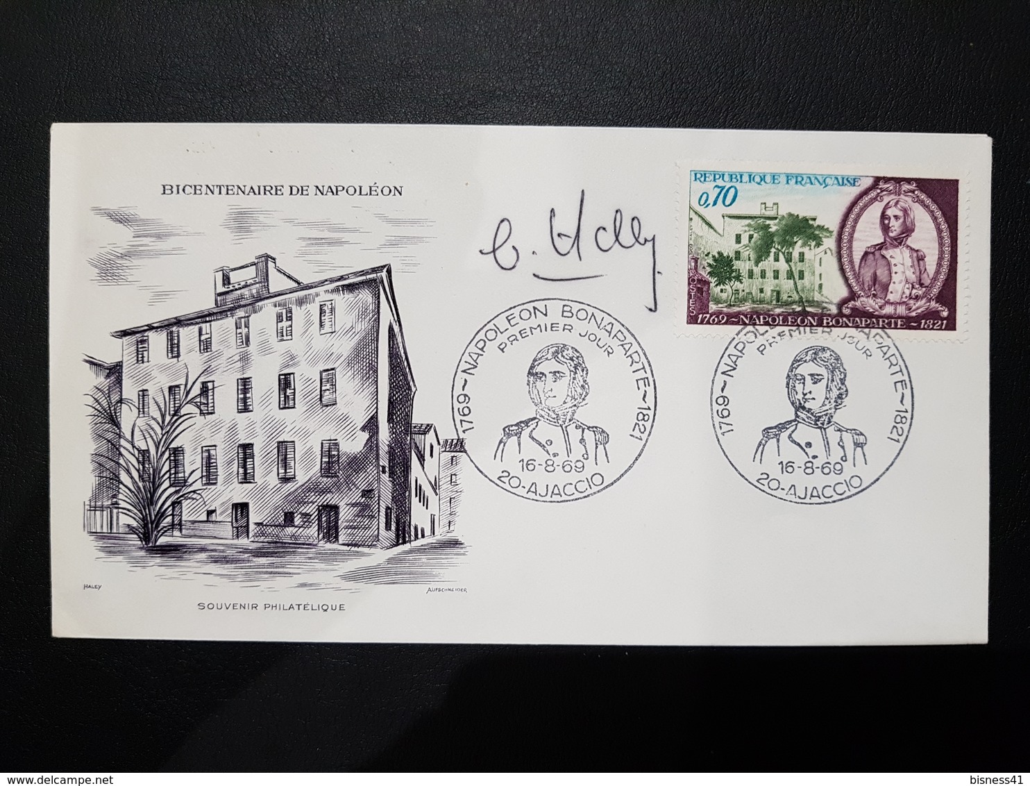 Bicentenaire De Napoleon 1610 // Dedicace Haley  //  Premier Jour FDC   // 1969 - 1960-1969