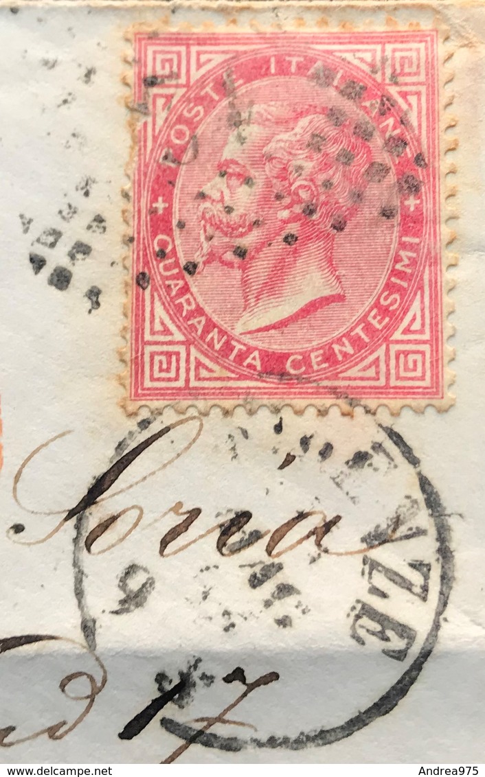 40 Cent DLR Tiratura Torino, Su Busta Firenze 16/5/1866 Per Bordeaux (Francia) - Storia Postale