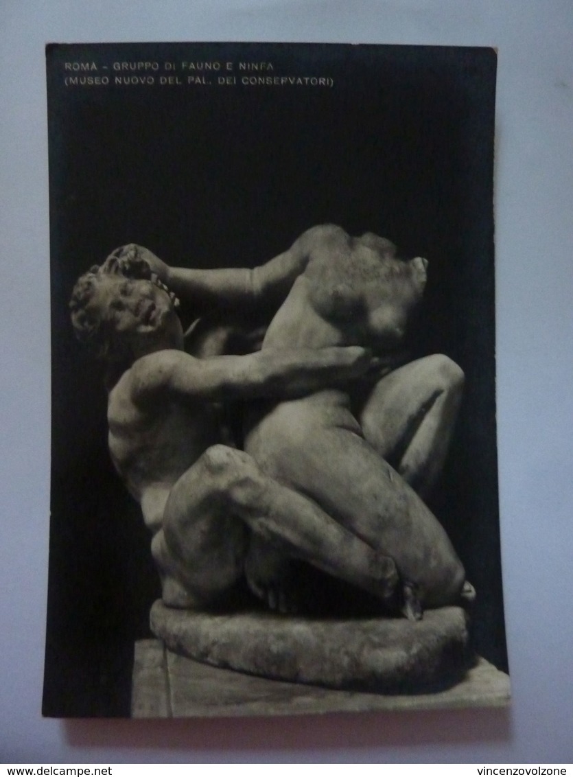 Cartolina "ROMA - GRUPPO DI FAUNO E NINFA ( Museo Nuovo Del Palazzo Dei Conservatori" Anni '50 - Musei