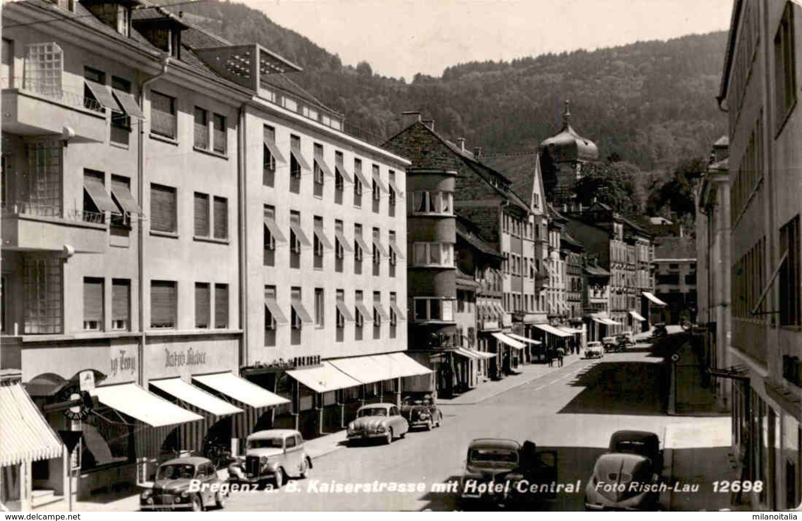 Bregenz Am Bodensee, Kaiserstrasse Mit Hotel Central (12698) * 19. 7. 1956 - Bregenz