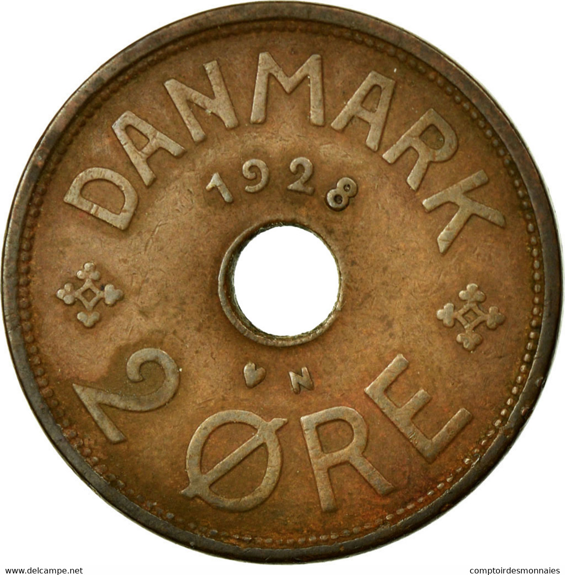 Monnaie, Danemark, Christian X, 2 Öre, 1928, Copenhagen, TTB, Bronze, KM:827.2 - Danimarca