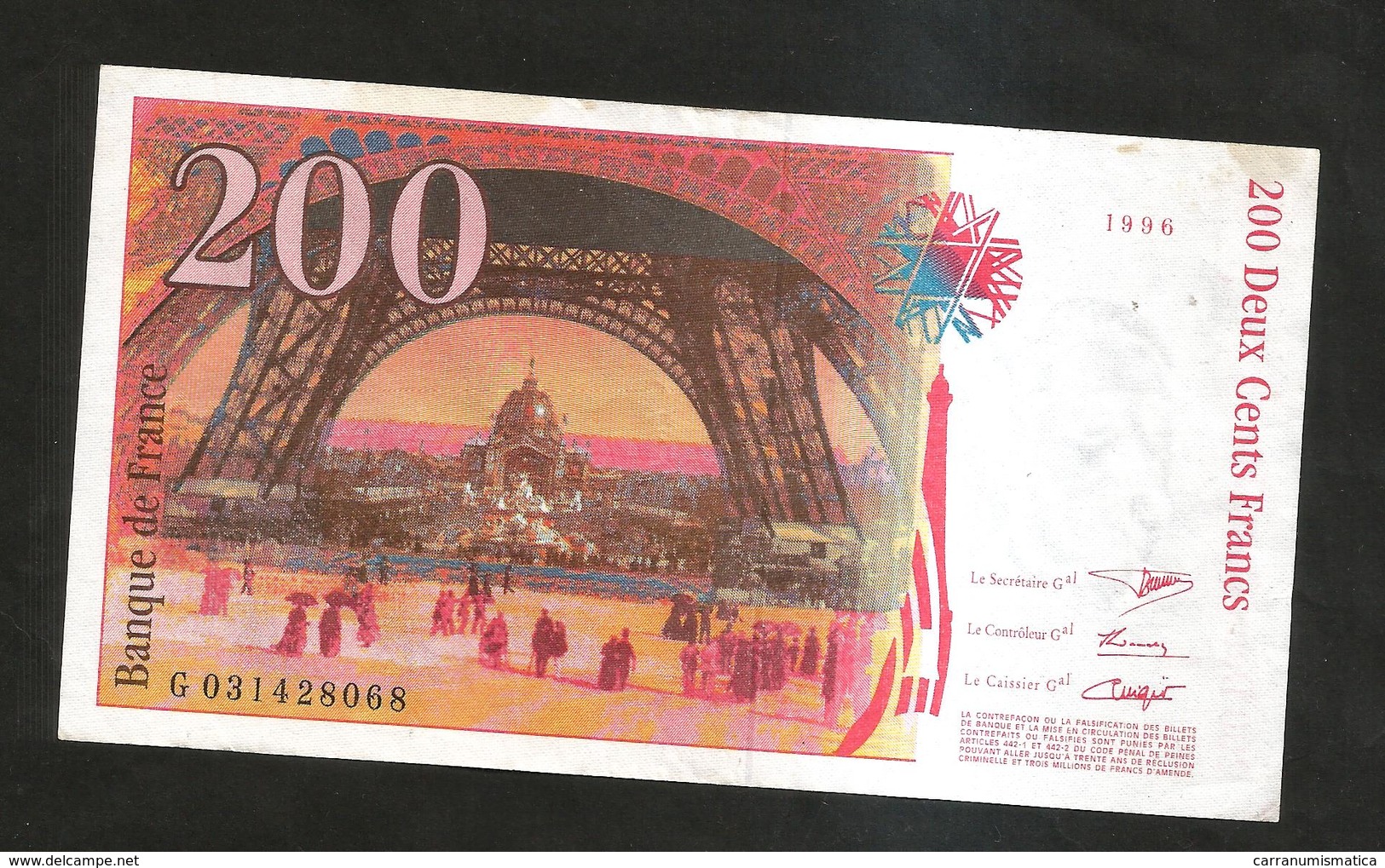 FRANCE - BANQUE De FRANCE - 200 Francs EIFFEL (1996) - 200 F 1995-1999 ''Eiffel''