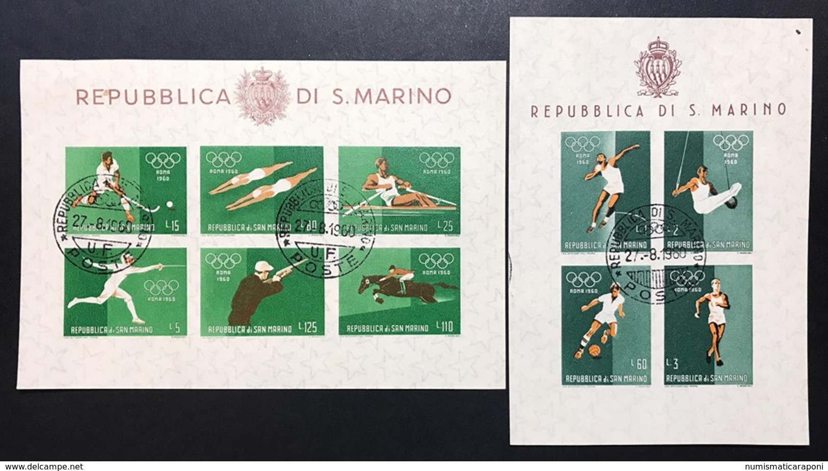 SAN MARINO 1960 2 Foglietto Annullato Primo Giorno COD FRA.1181 - Usati